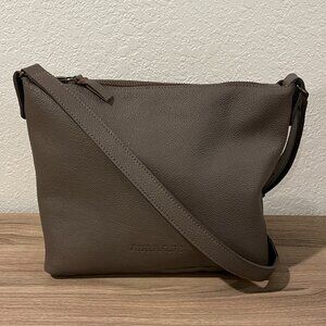 Grey leather crossbody bag